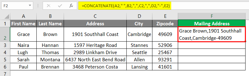 Concatenate Strings in Excel 1-3