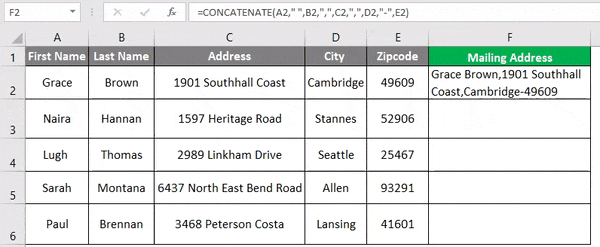 concatenate string in excel 2