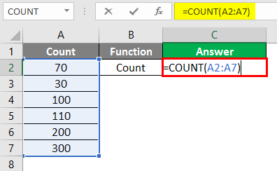 Excel Calculations -count function 2