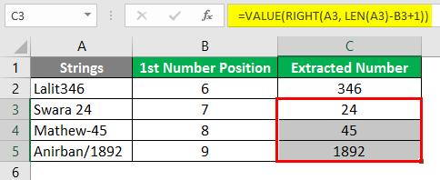extract no from string 1-5