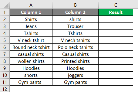 matching column in excel example 2-5
