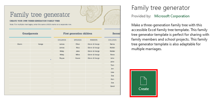 Using In-Built Family Tree Step 4
