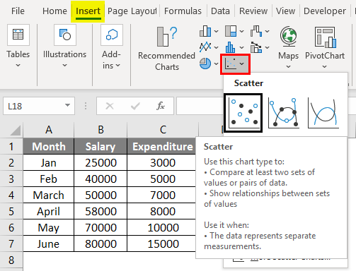 3D scatter plots in excel 1-3