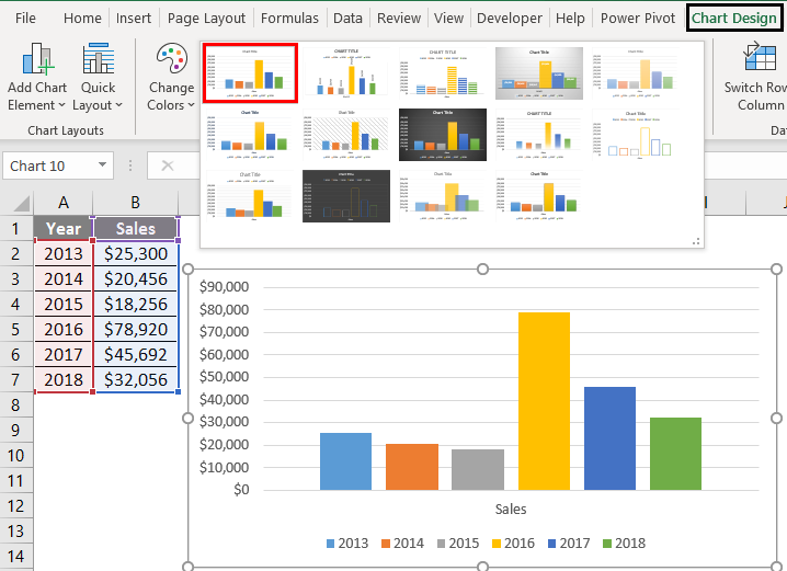 Chart Design with gridlines