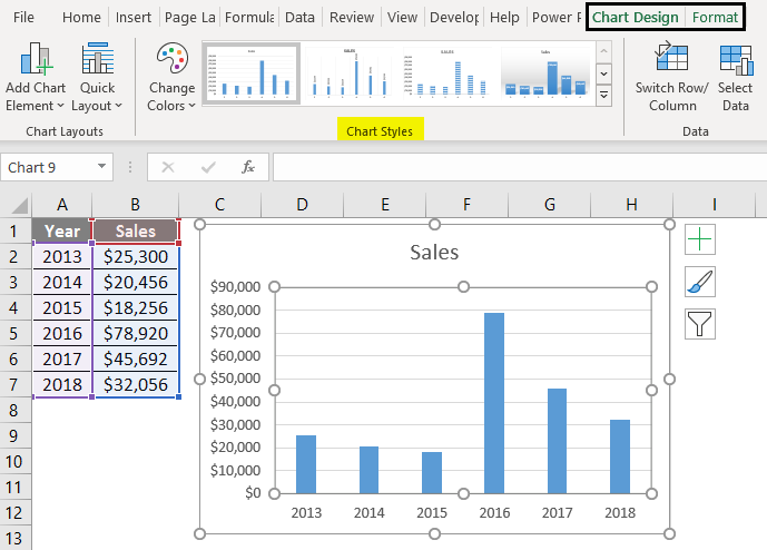 Change Chart Style in Excel 1-7