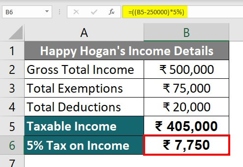 Calculate Income Tax in Excel-Example 1-6