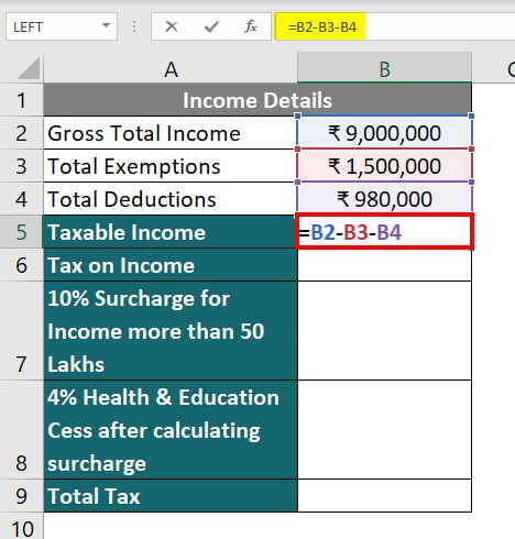 Calculate Income Tax in Excel-Example 5-3