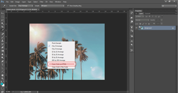 Eyedropper Tool in Photoshop (HTML Color)
