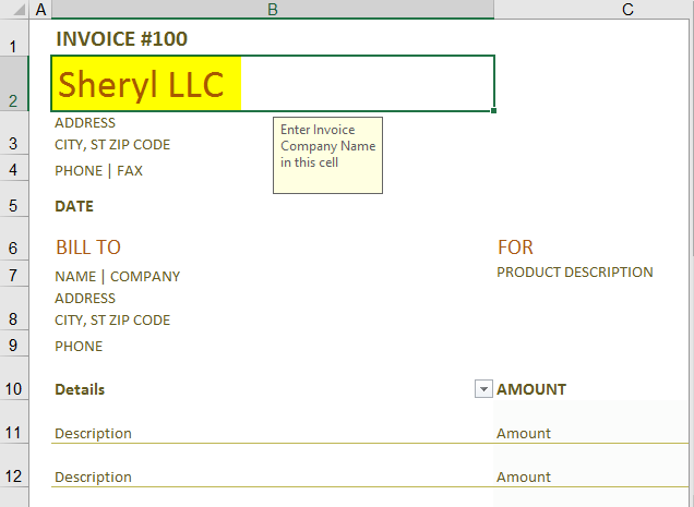 Invoice template in excel 1-6