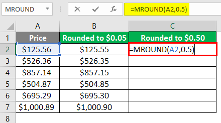 MROUND Function on Price 3-5