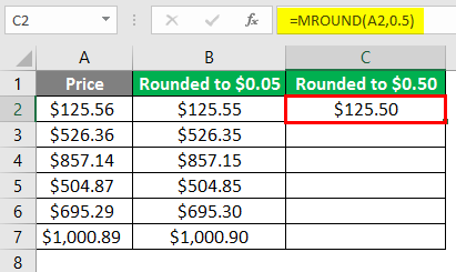 MROUND Function on Price 3-6