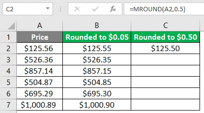 MROUND Function on Price 3-7
