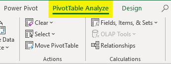Pivot table Analyze 1