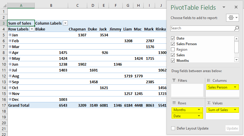 pivot table slicer 2-4