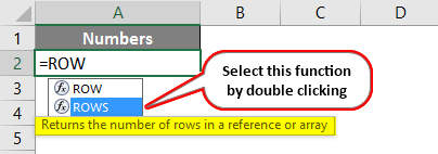 ROWS Function in Excel 1-2
