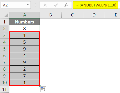 RANDBETWEEN in Excel 1-4