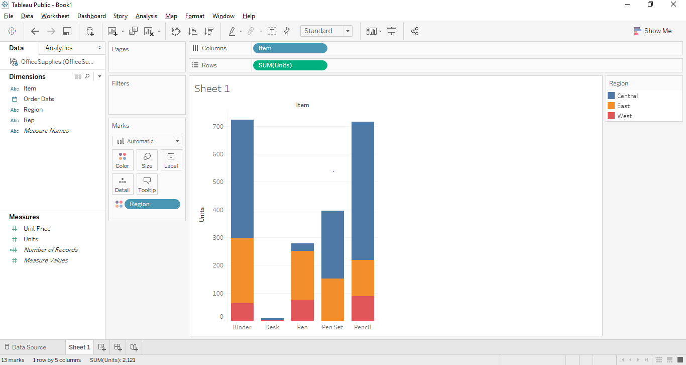 Stacked Bar Chart in Tableau 5