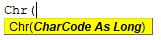 Syntax VBA CHR