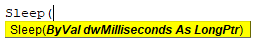 Syntax VBA Sleep