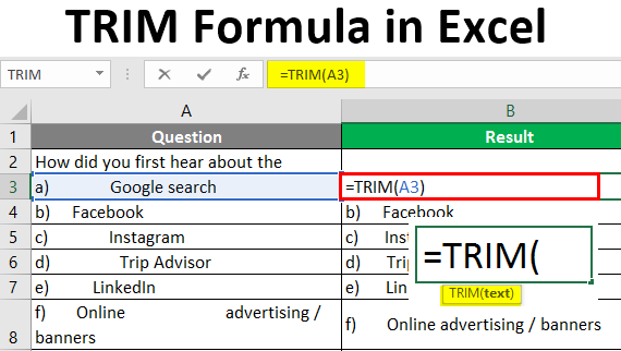 TRIM Formula in Excel