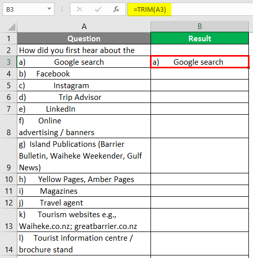 TRIM Function in Excel 3-3