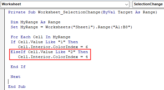 VBA Conditional Formatting Example 3.7