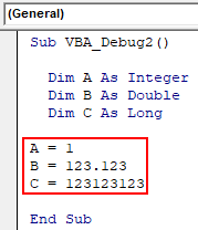 VBA Debug Print Example 2-7