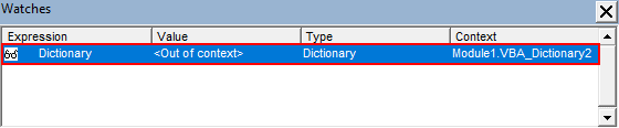 VBA Dictionary Example 1-16