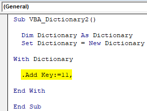 VBA Dictionary Example 1-8
