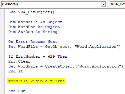 Object variable WordFile