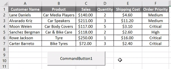 VBA OFFSET Example 1-10