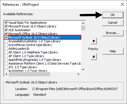 Microsoft Outlook Object library