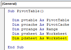 VBA Pivot Table Example 1-5