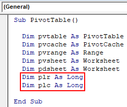 VBA Pivot Table Example 1-6