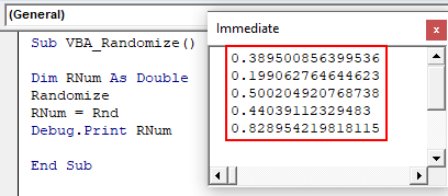 VBA Randomize Example 1-10