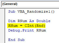 VBA Randomize Example 1-11
