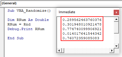VBA Randomize Example 1-8