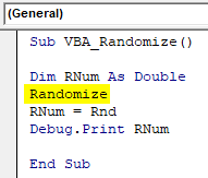 VBA Randomize Example 1-9