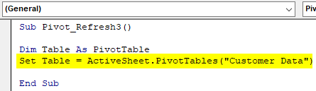 VBA Refresh PivotTable Example 2.6