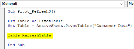 VBA Refresh PivotTable Example 2.7