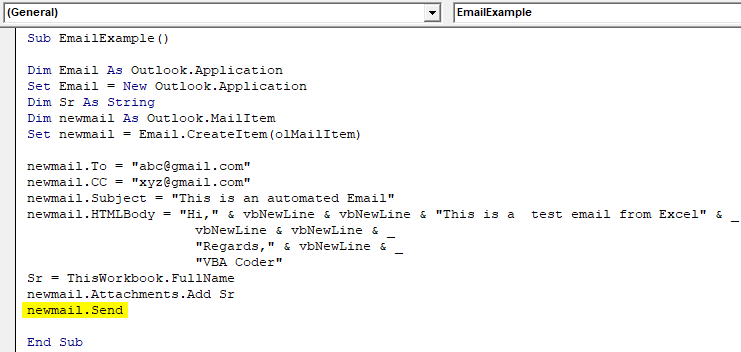 VBA Send Email From Excel 18