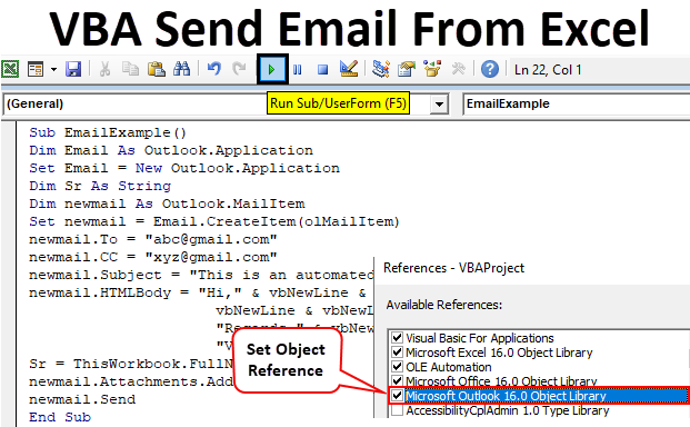 VBA Send Email From Excel