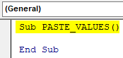 VBA Value Paste Example 1.2