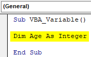 VBA Variable Declaration Example 1.2