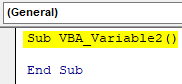 VBA Variable Declaration Example 2.1