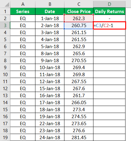 Calculation of Daily Returns