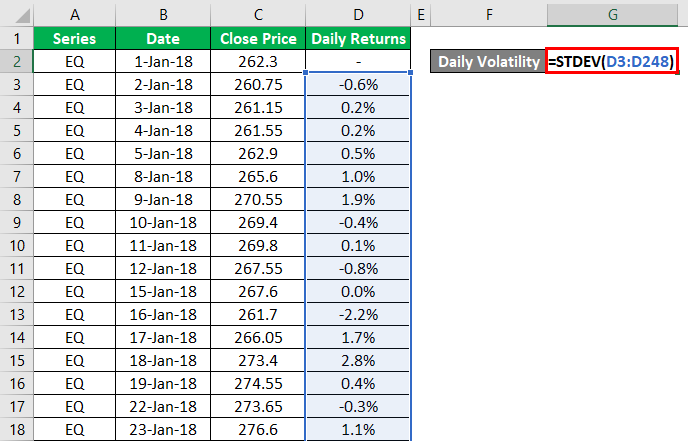 Volatility Formula Example 1-4