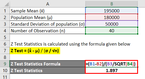 Z Test Statistics Formula Example 3-2
