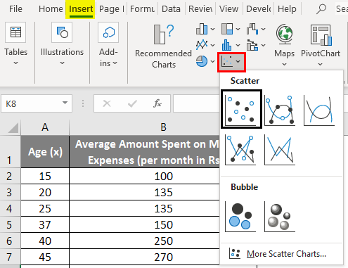 linear regression in excel example 1-3