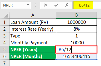 NPER function in Excel 2-2